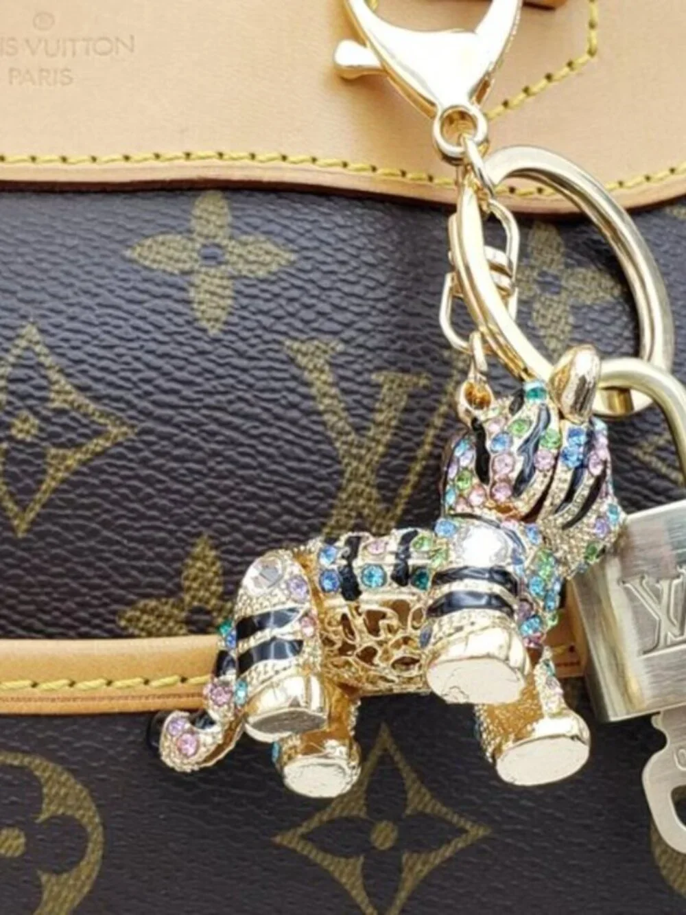 Authentic Louis Vuitton Gold Padlock 🔒 Key Set w/ Unbranded Tiger Bag Charm